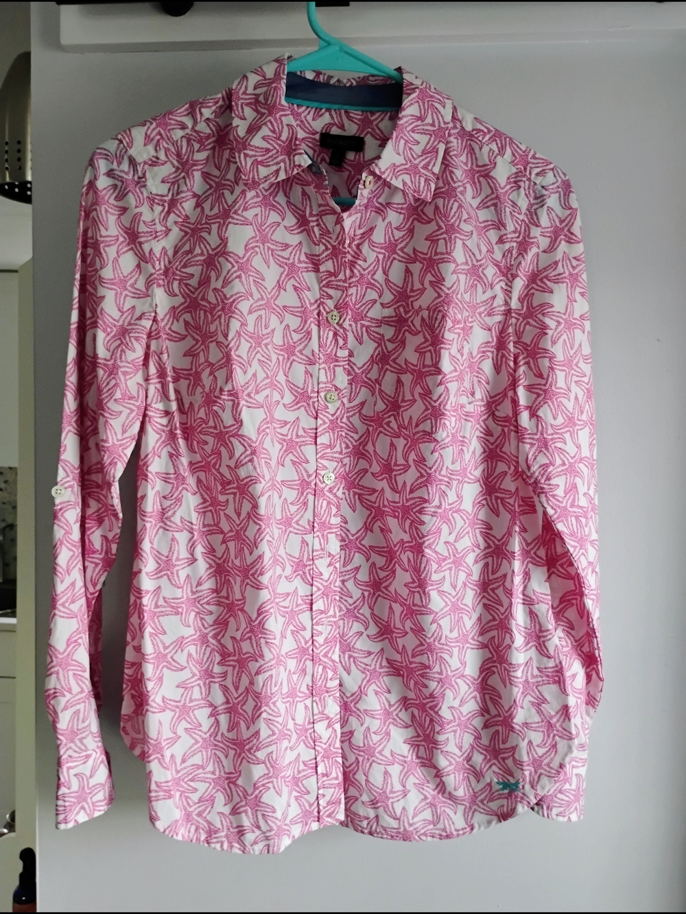 Talbots Pink Starfish Print Button-Down Shirt